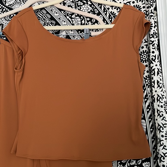 LAUNDRY BY SHELLI SEGAL NUTMEG NYLON SPANDEX TOP AND PANTS - Picture 3 of 14